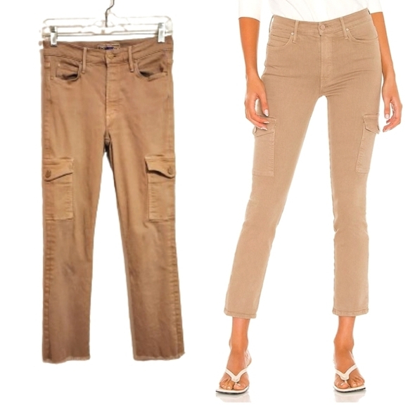 MOTHER Denim - Mother | Mid-Rise Dazzler Cargo Ankle Fly Front Denim Jeans Toasted Brown 26